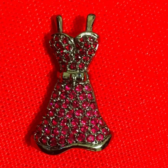open lace back dress Red Dress Lapel Pin